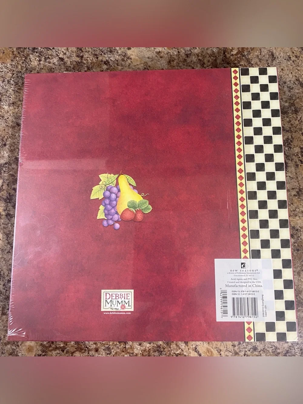 Classic Red Recipes Binder with Fruit Basket Illustration